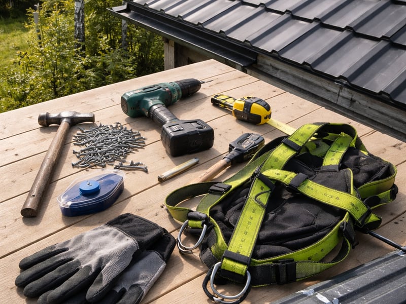 Что входит в смету: tools and materials laid out — Ремонт металлической кровли